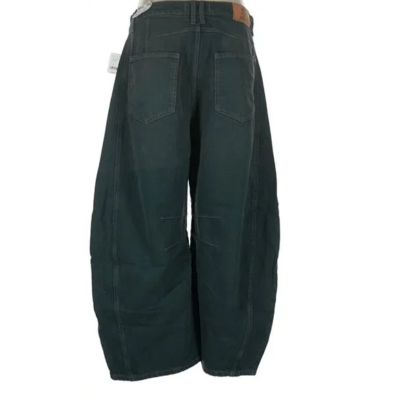 NWT Rare Size Free People We The Free Good Luck Barrel Jeans Luke Green 31S Boho - Picture 12 of 16